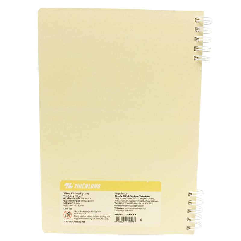 Sổ Lò Xo A5 Kẻ Ngang - 120 Trang 100gsm - Thiên Long MB-019
