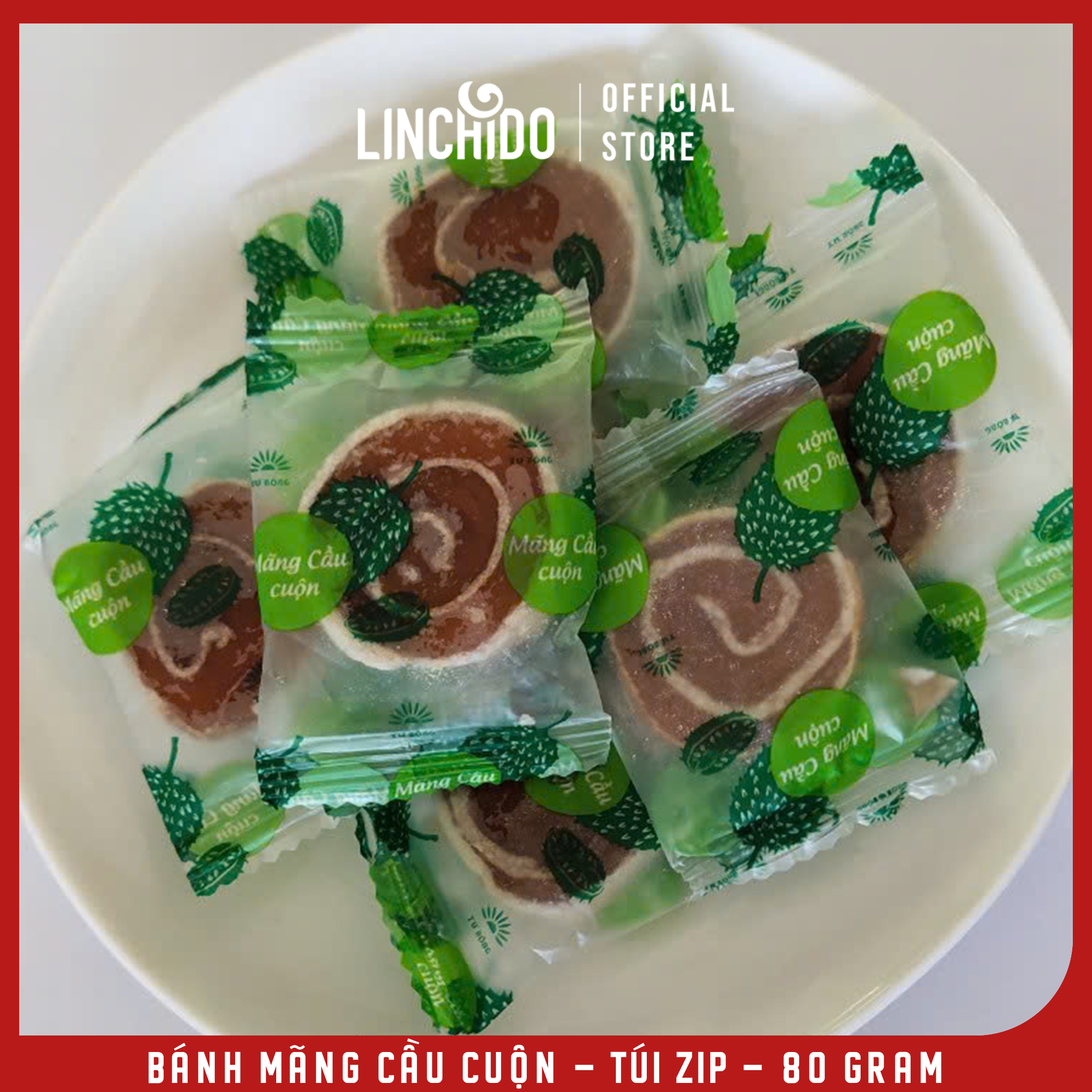 Bánh Mãng Cầu Cuộn - Đặc sản Đồng Tháp - Túi Zip 80 Gram