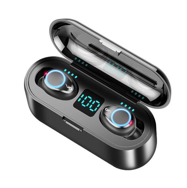 Tai nghe bluetooth không dây FLOVEME F9 True wireless Dock Sạc có Led Báo Pin Kép , pin trâu sạc nhanh, chống nước - Hàng chính hãng