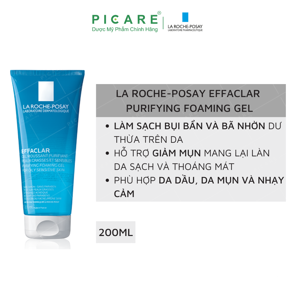 La Roche-Posay - Gel Rửa Mặt Tạo Bọt Cho Da Dầu Nhạy Cảm Effaclar Purifying Foaming Gel 200ml