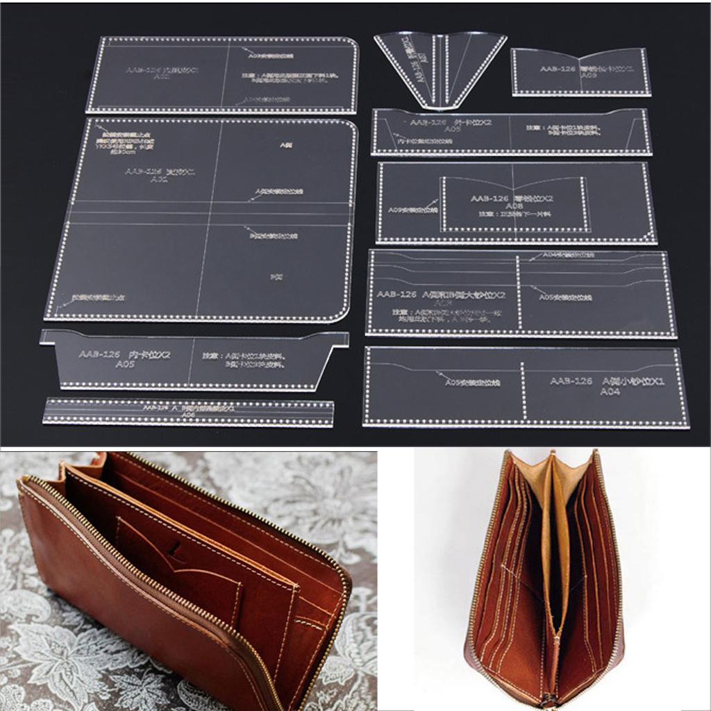 10 Pieces Acrylic Billfold Stencil Template Set for Women Men Unisex, Wallet