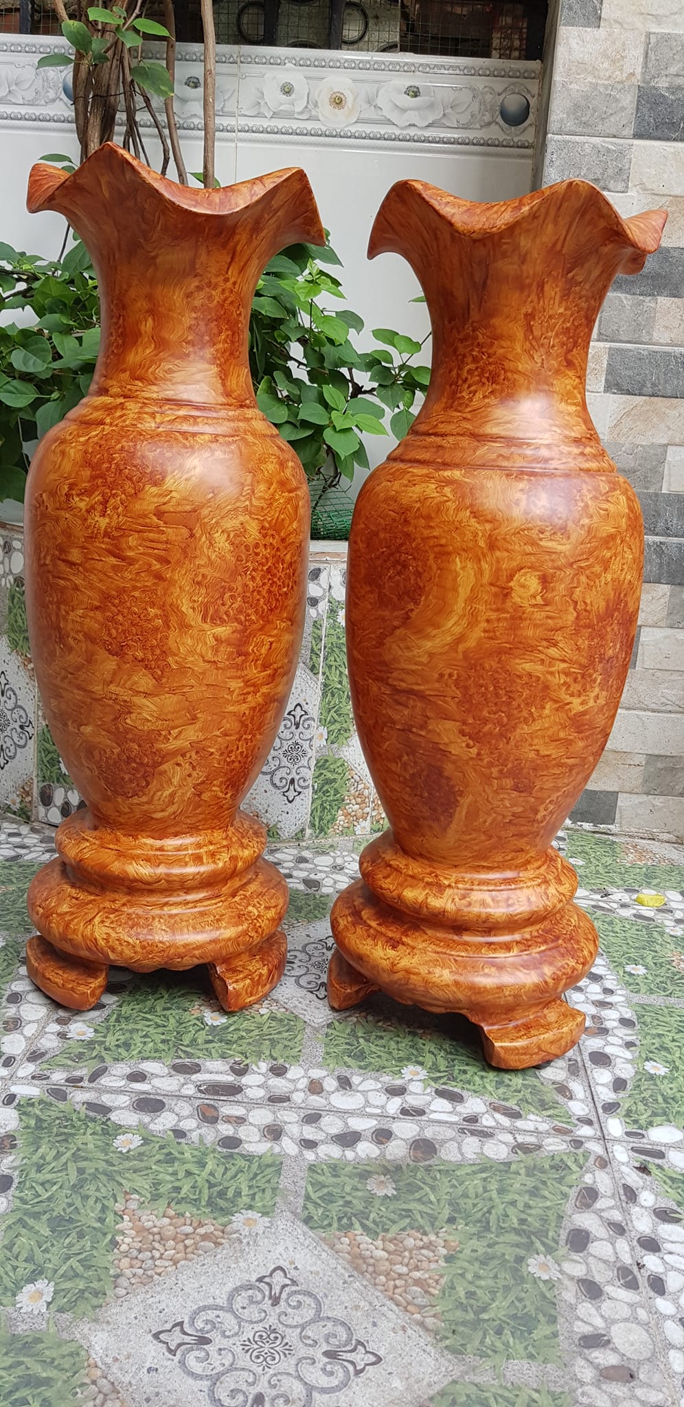 Cặp Bình Gỗ nu gõ hay gõ vẽ nu cao tròn đều đẹp cao 60cm x đk 20cm ý nghĩa bình an , phú quý Anh Chị trưng phòng khách nhà, công ty, bàn thờ thần tài to đẹp ạ