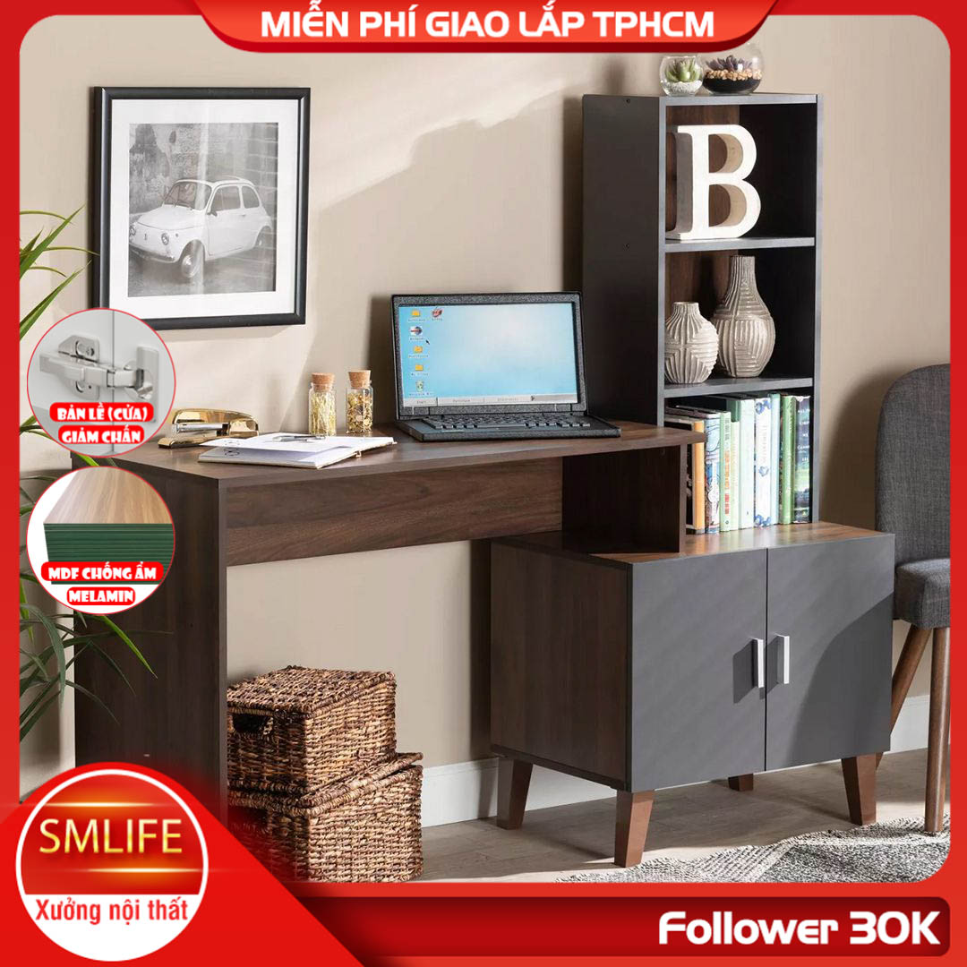 Bàn làm việc, bàn học gỗ hiện đại SMLIFE Decoe | Gỗ MDF dày 17mm chống ẩm | D145xR45xC135cm