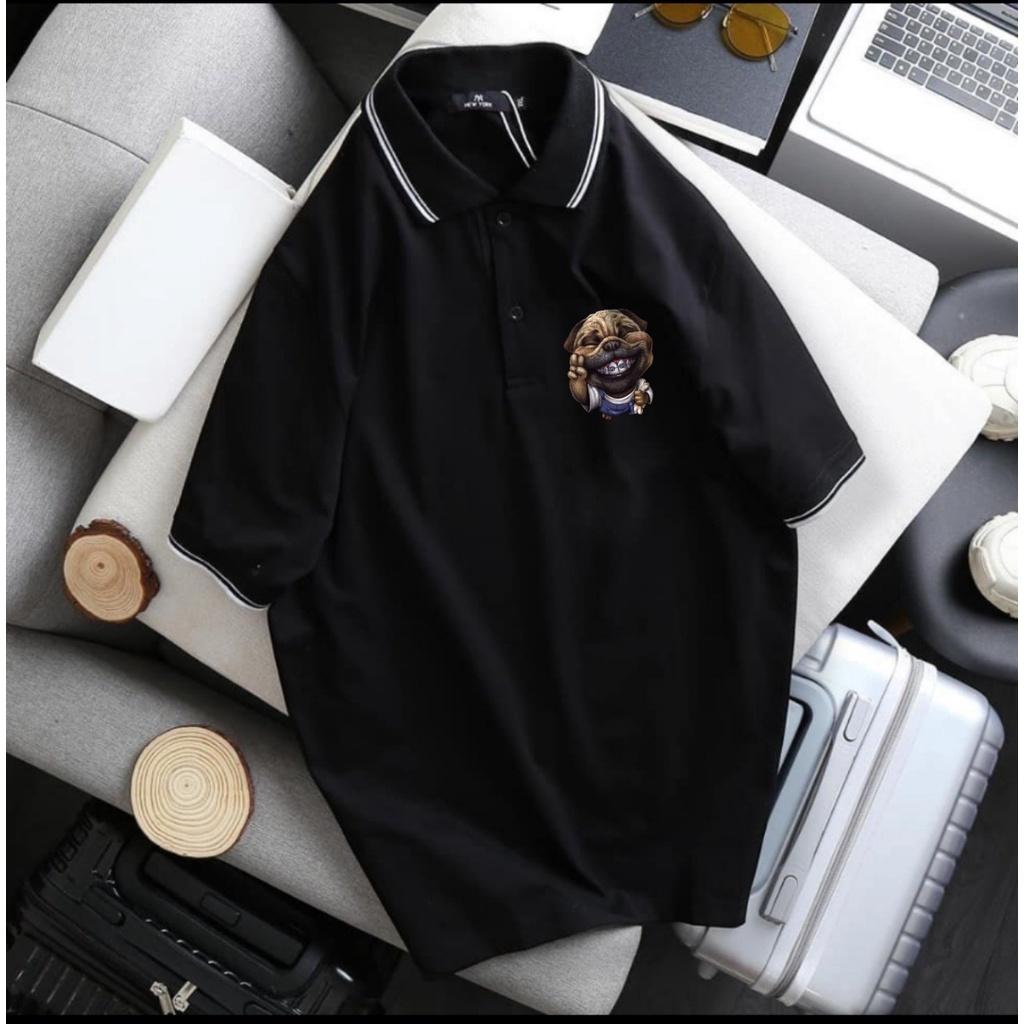 Áo thun polo cotton 100% in hình chó con hey siêu độc 80-140kg
