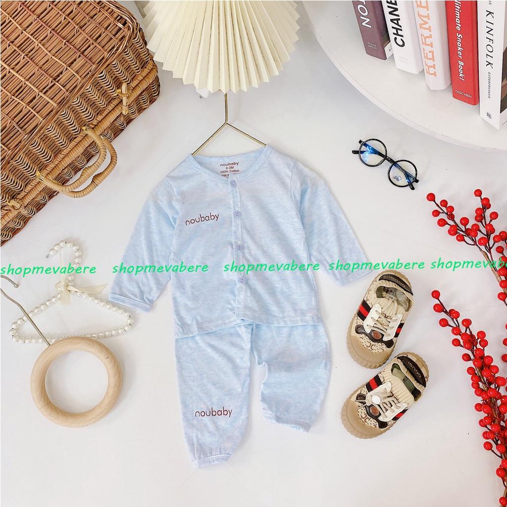 Bộ dài tay cotton NouBaby cài cúc giữa cho bé trai bé gái sơ sinh 3-13kg - BO32