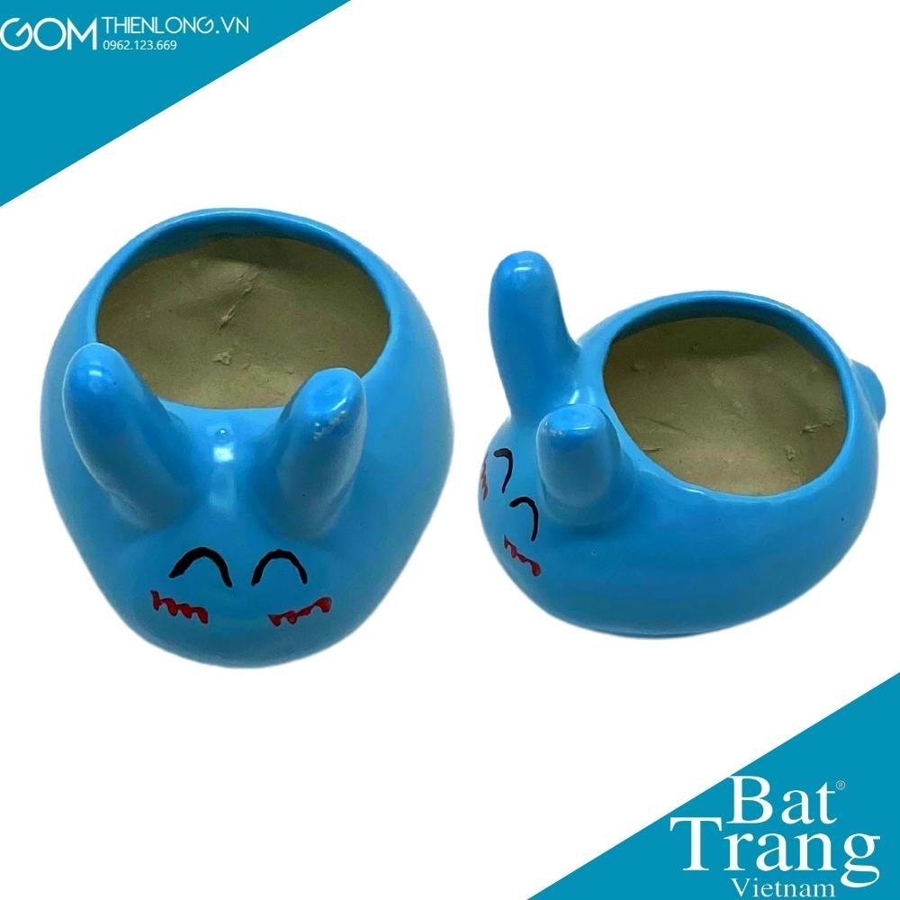 Chậu Trồng Cây Mini - Chậu Sứ Mini Tai Thỏ 5 Màu - Gốm Thiên Long