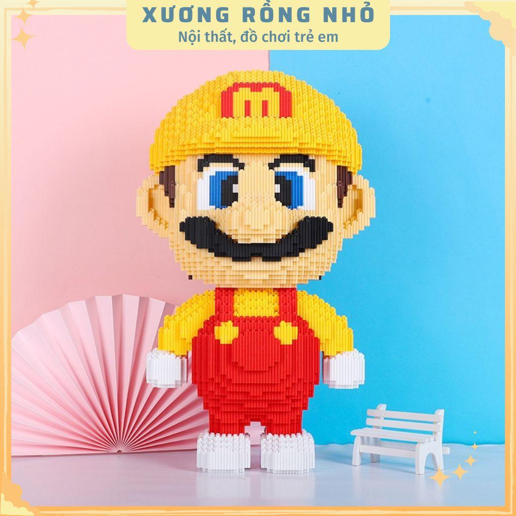 Mô Hình mario cỡ lớn size to 50cm đồ chơi xếp hình nano 3d cho bé chuẩn mẫu TẶNG BÚA