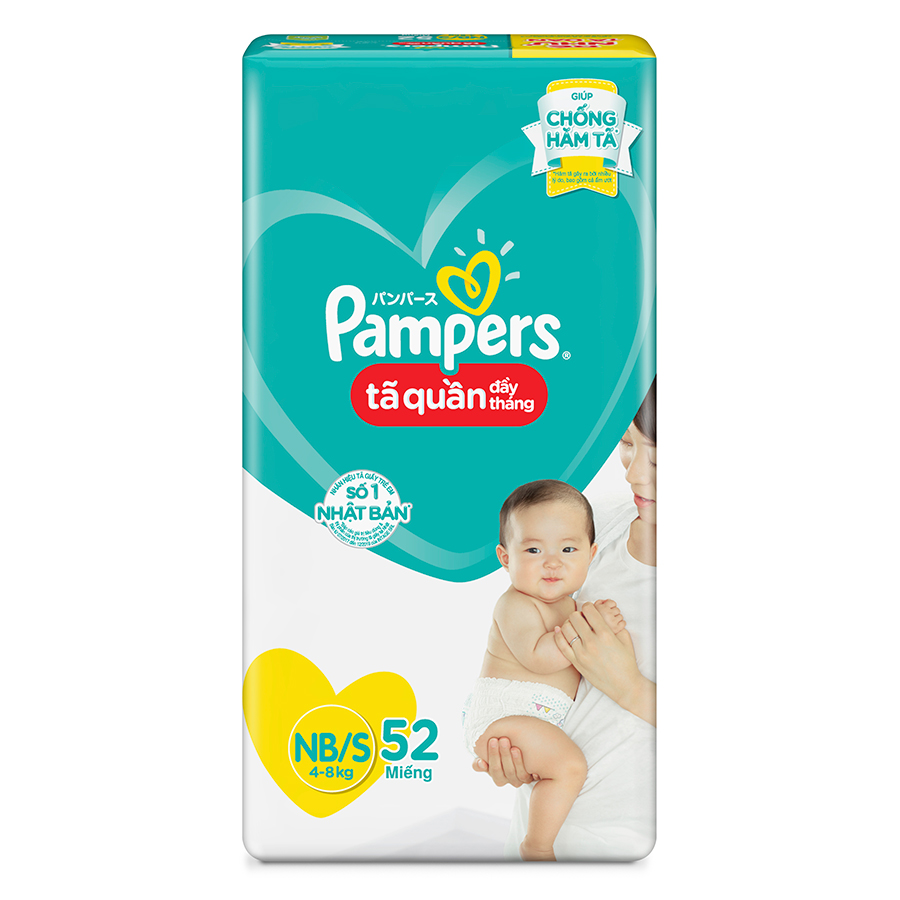 Tã Quần Pampers Đầy Tháng Mới Gói Lớn NB/S52 (52 Miếng)