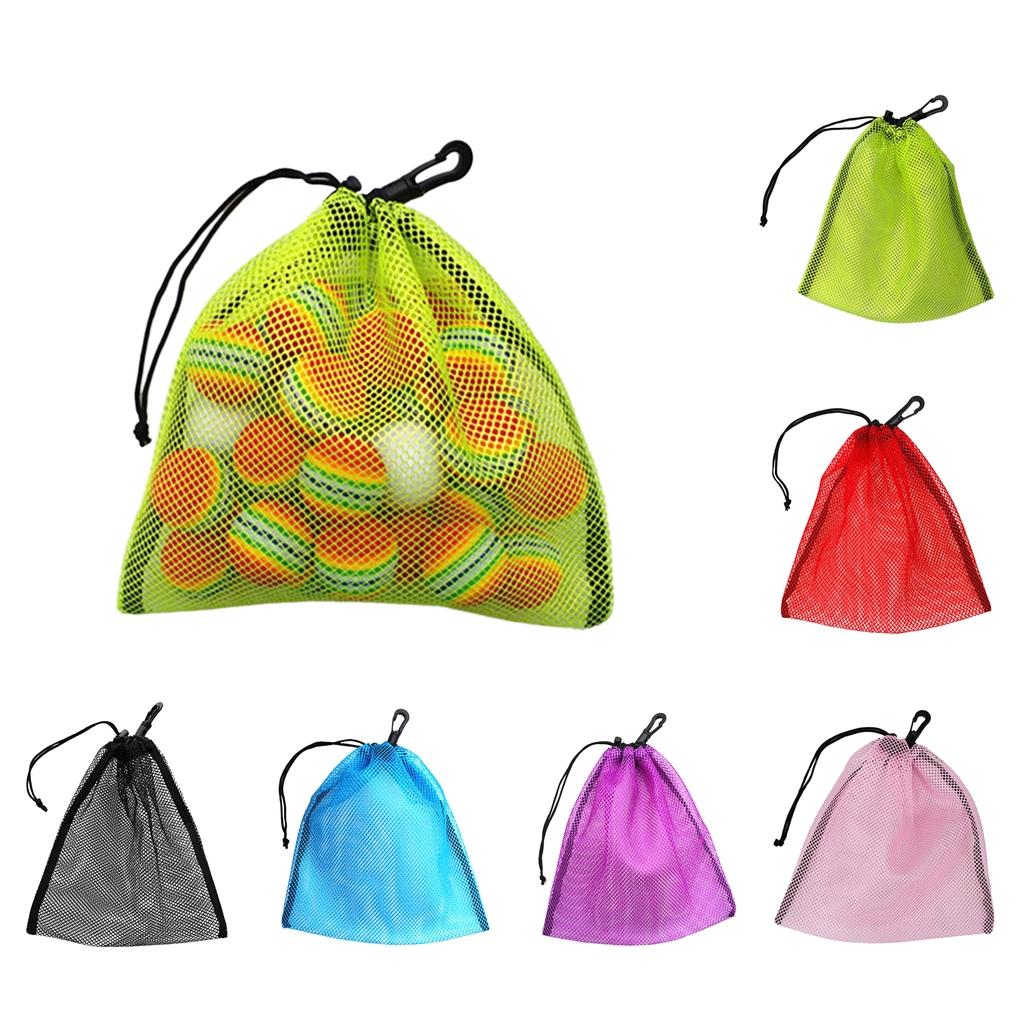 2xDurable Mesh Nets Bag Pouch Golf Tennis Ball Carrying Holder Storage Black