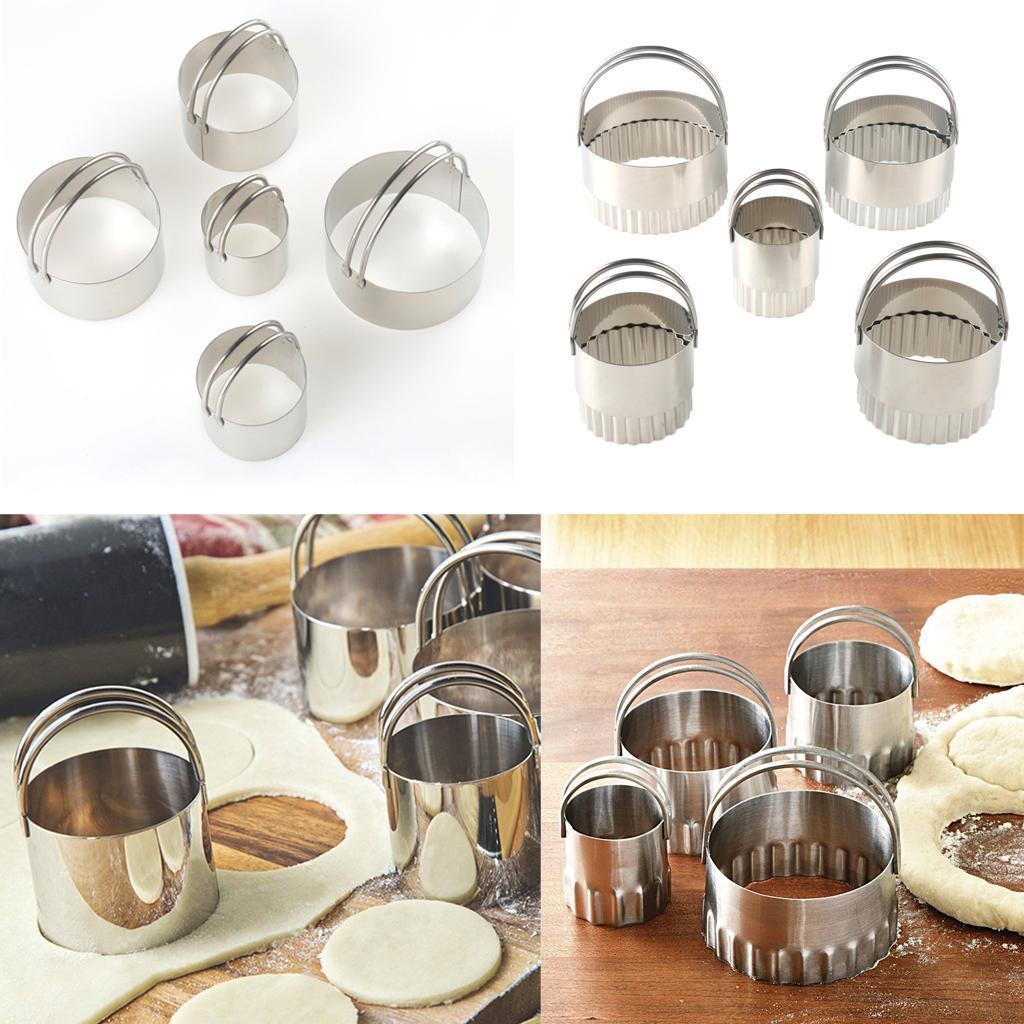 5x Cake Mold Baking Accessory Creative Cookie Cutters Stainless Steel Circle -