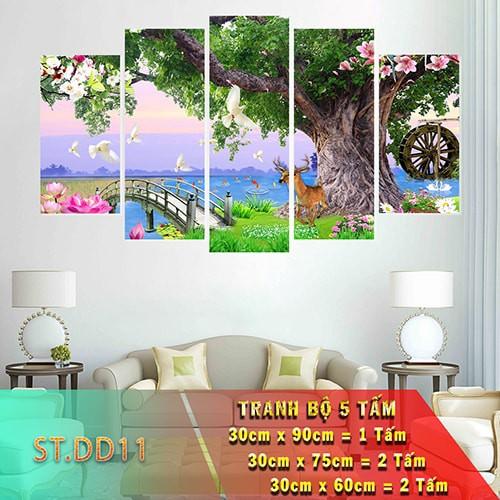BỘ 5 TẤM GHÉP TRANH DÁN TƯỜNG 3D SƠN THỦY HỮU TÌNH NHIỀU MẪU