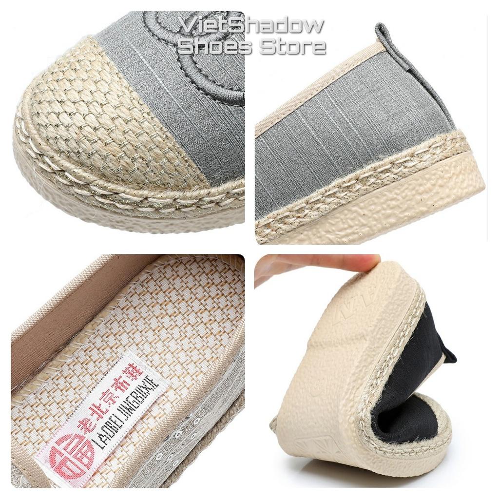 Slip on giày lười vải nữ chất liệu vải bố mũi và viền bo cói siêu đẹp và cá tính - Mã SP C01