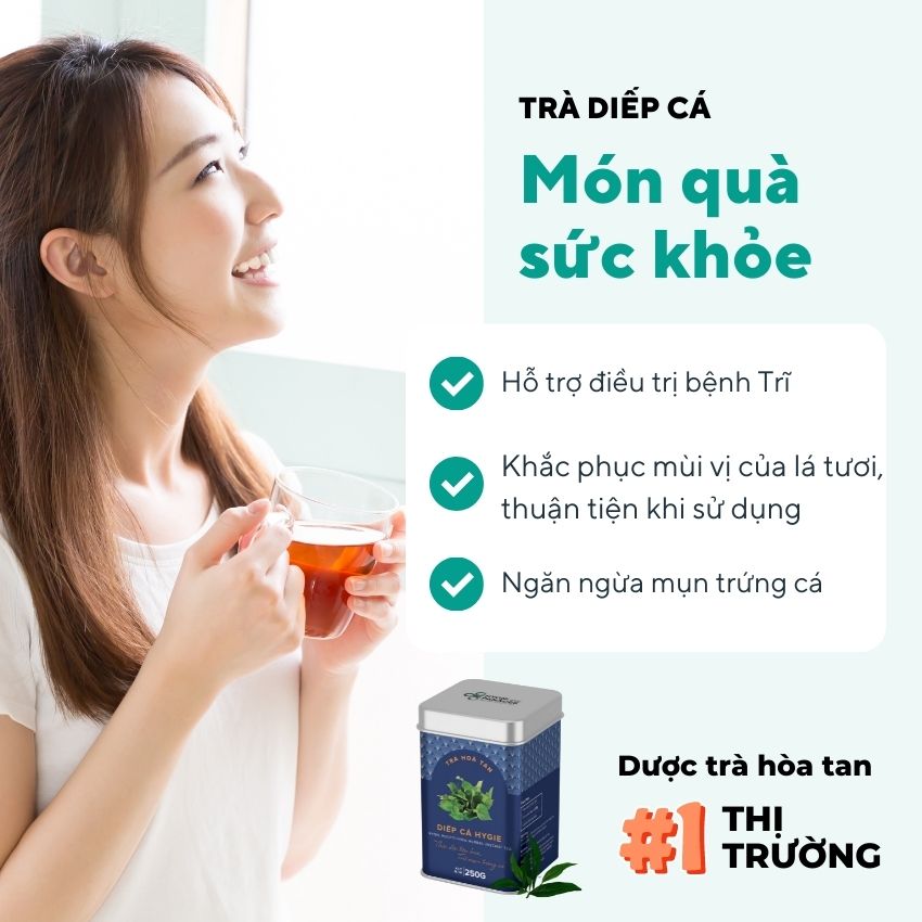 Trà Thảo Dược Diếp Cá Hygie Giúp Thanh Nhiệt, Mát Gan, Hỗ Trợ Điều Trị Trĩ, Ngăn Ngừa Mụn Trứng Cá