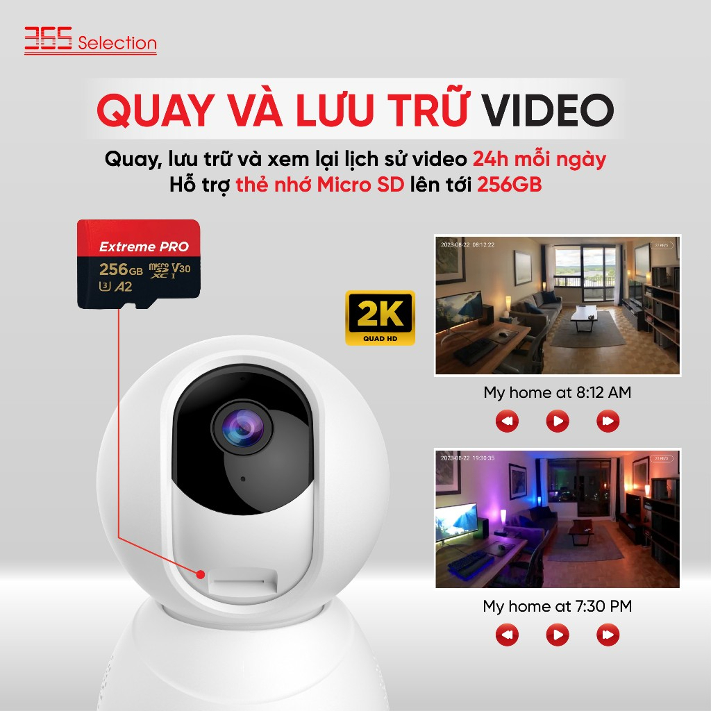 Camera trong nhà Tuya 365 Selection C1 - Quay quét 360, Đàm thoại 2 chiều, Phát hiện chuyển động - Hàng chính hãng