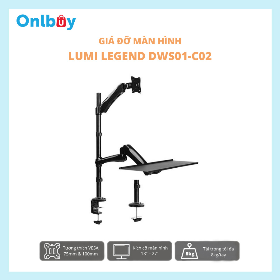 GIÁ ĐỠ 1 MÀN HÌNH + BÀN PHÍM LUMI LEGEND DWS01-C02 DẠNG ĐỨNG