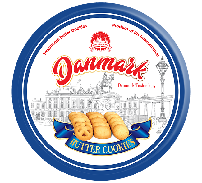 Bánh Cookies Danmark màu xanh - Hộp thiếc tròn 368g (Có túi xách)