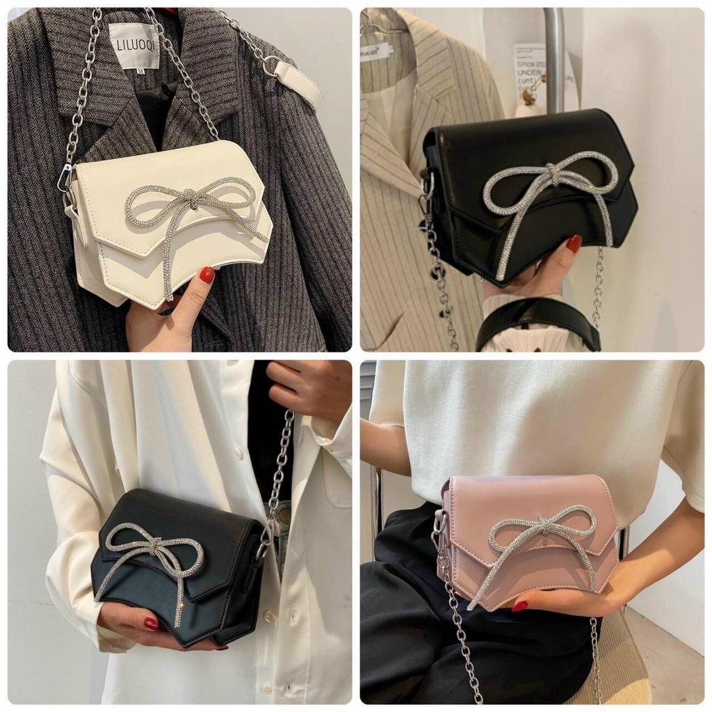 Túi đeo chéo nữ trang trí nơ phong cách mới 2023 thời trang vintage thời thượng