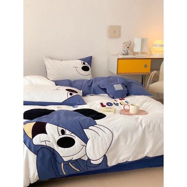 Bộ Chăn Ga Gối Cotton Linen Disney Hàng Nhập Khẩu Cao Cấp 5 Món Cho Bé Trai và Gái