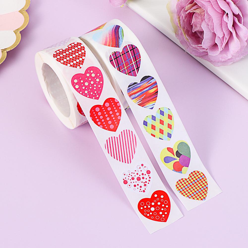 Cuộn 500 Miếng Dán Hình Trái Tim Dễ Thương Trang Trí Tiệc Cưới