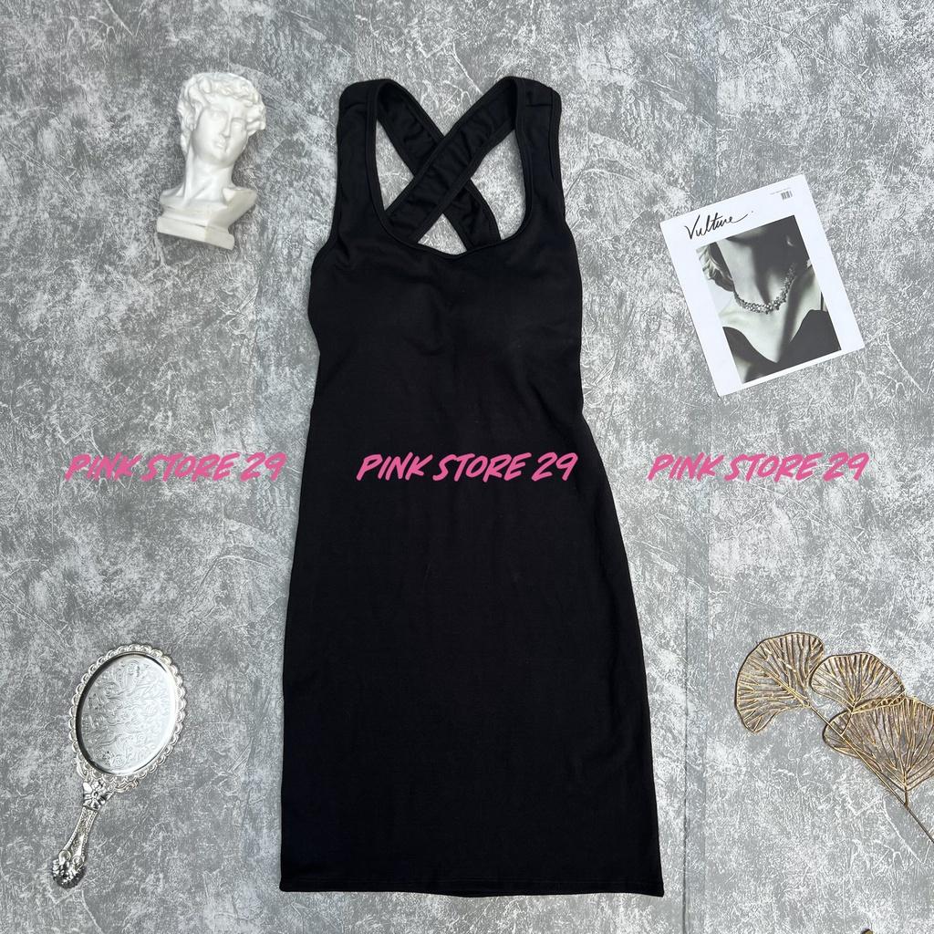 Đầm ba lỗ body mini PINKSTORE29, dáng ngắn ôm sát hở lưng đan chéo QUYẾN RŨ D070