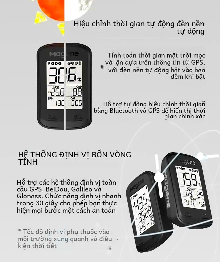 Đồng Hồ Tốc Độ Xe Đạp Magene C206 GPS Bluetooth IPX6 LCD Backlight Tương Thích OneLapfit/Strava/Trainning Peaks