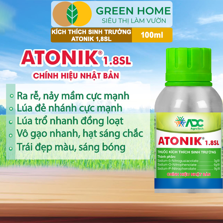 Phân Bón Lá Atonik 1.8SL GreenHome, Chai 100ml, Kích Rễ Mạnh, Bung Chồi Nhanh, Tăng Đậu Trái
