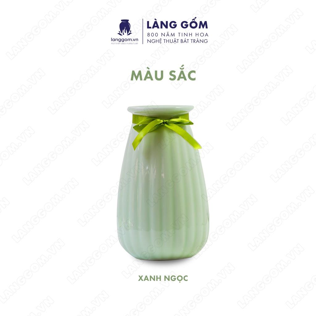 Bình hoa, lọ hoa Gốm sứ Bát Tràng cao cấp Men ngọc giỏ cua bé dùng làm quà tặng, trang trí - Làng Gốm Bát Tràng