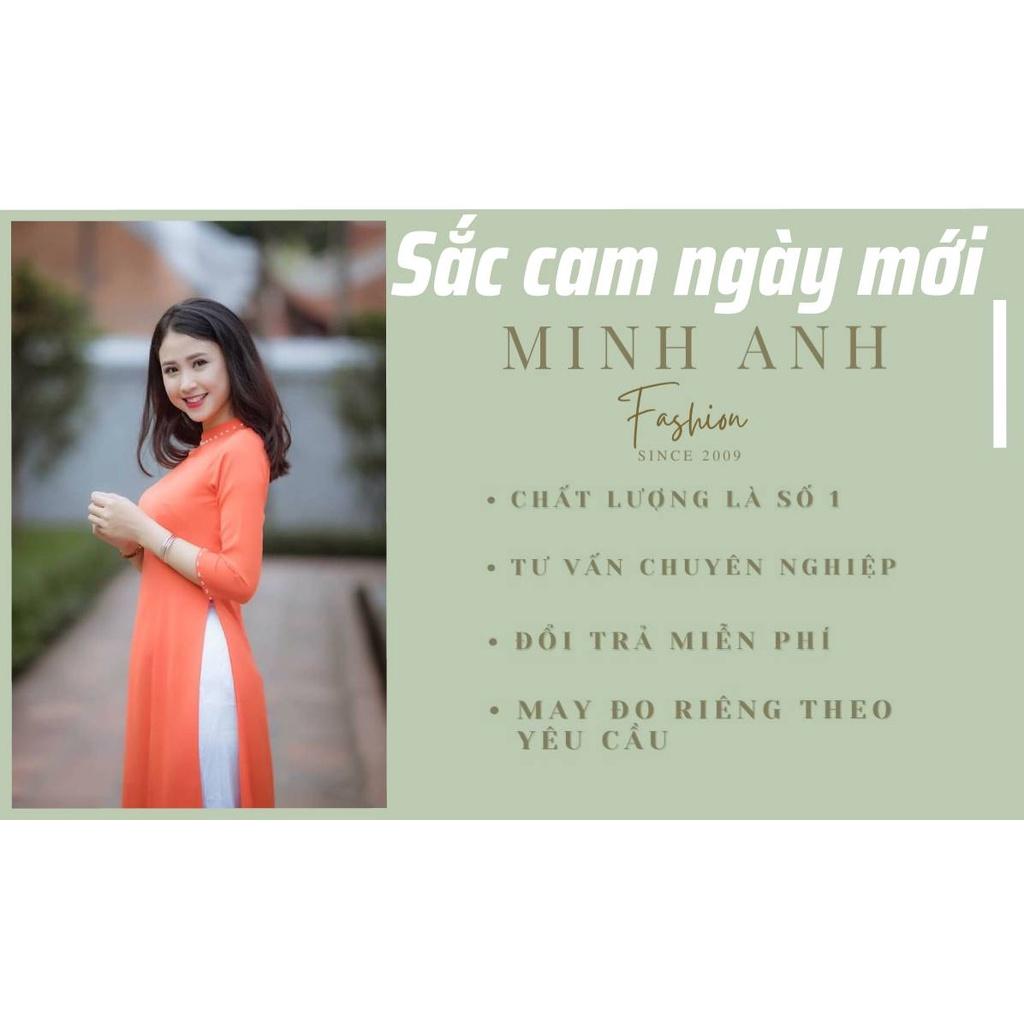 Áo Dài Màu Cam siêu phẩm Lụa Mỹ cức xinh nhà MINH ANH Fashion