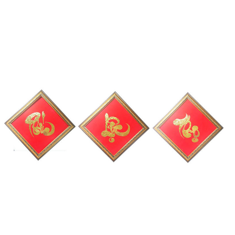 Tranh Nét Vàng - Phúc Lộc Thọ dát vàng 24k