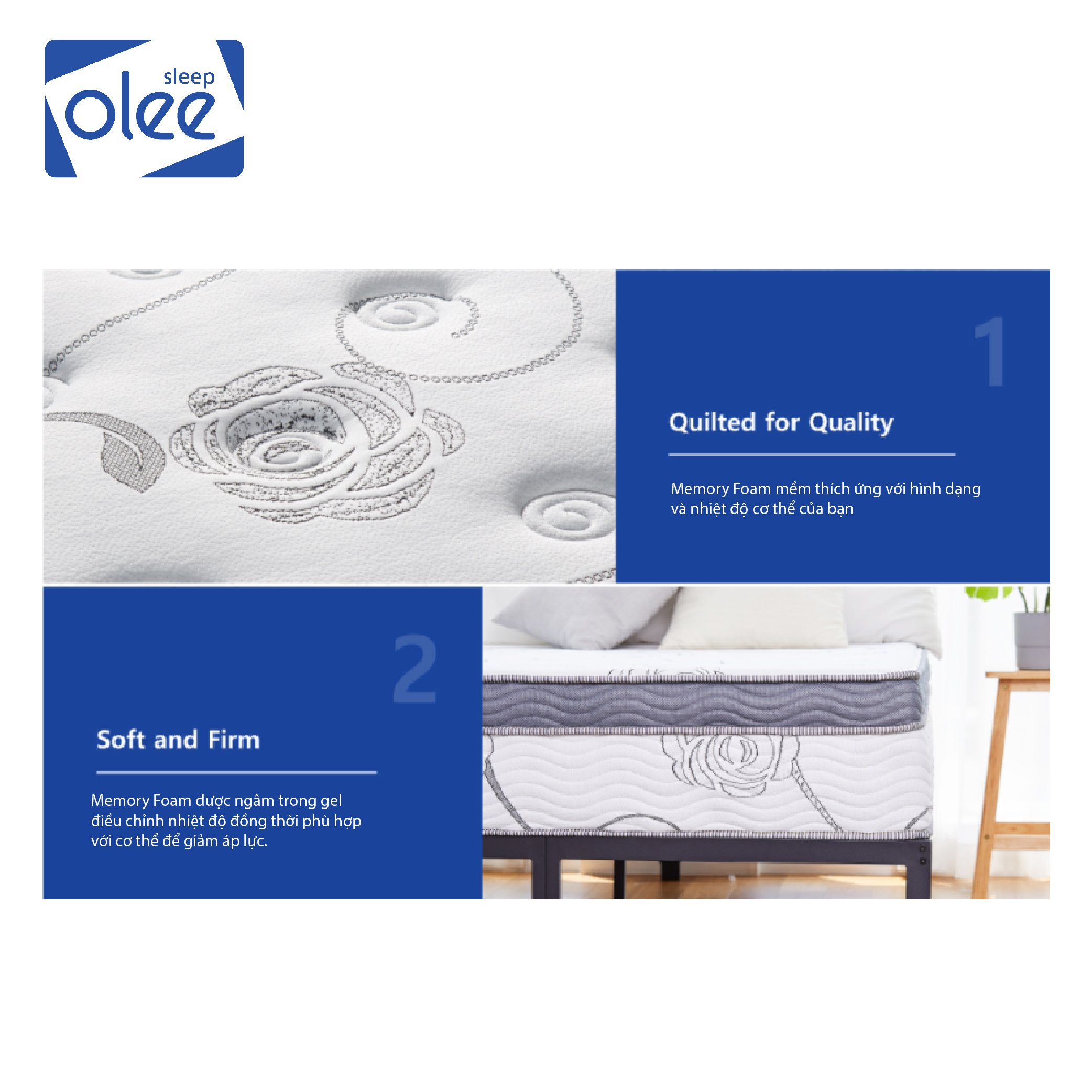 Nệm lò xo Olee Sleep Euro box top 13 inch - 13SM01