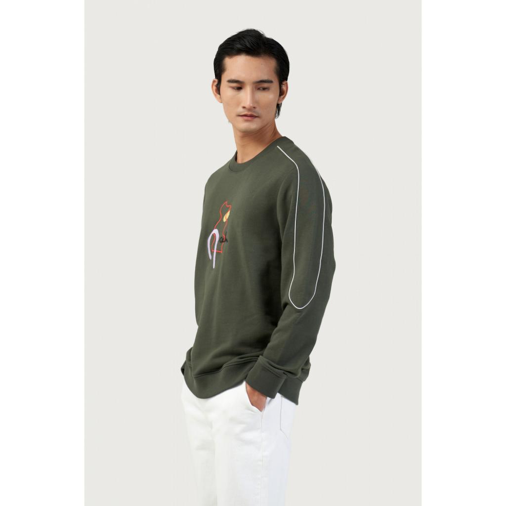 Áo Sweater Nam Thêu Phối Piping Form Regular (áo thun nỉ tay dài)- 10F22SWE005 | LASTORE MENSWEAR
