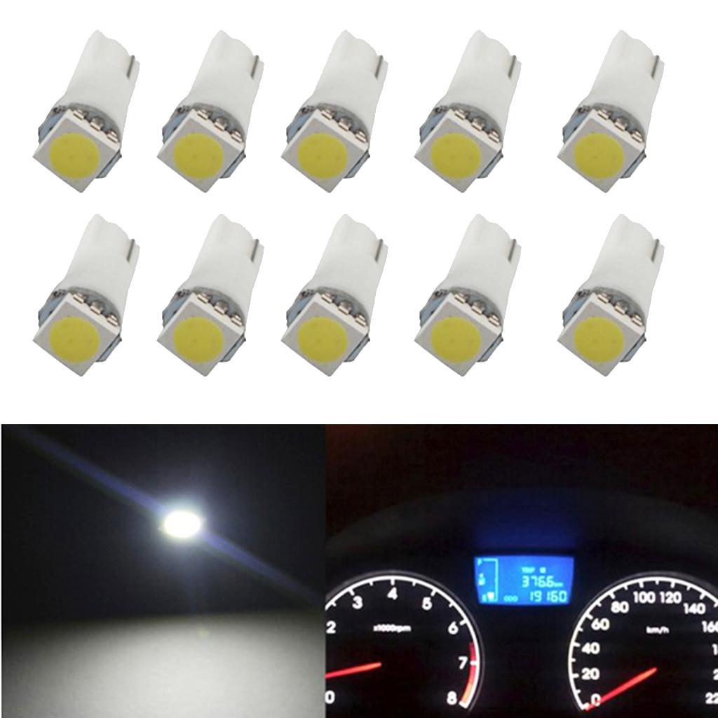 10pcs T5 5050 LED Car Interior Dash/Meter/Reading Door Step Map Light Lamps