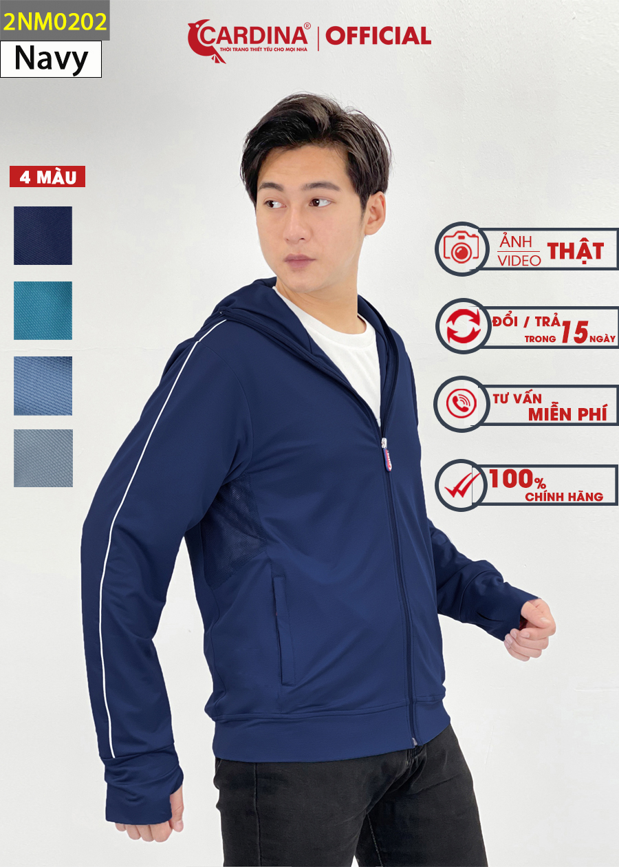 Áo Chống Nắng Nam CARDINA 2 Lớp Chất Thun Lạnh Cao Cấp Chống Tia UV 2NM02 – Navy-2NM0202 – XL  73 – 83 kg