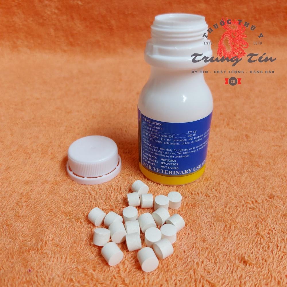 Calcium Lactate + Cholecalciferol (Vitamin D3) - cung cấp canxi cho gà đá cao cấp Philippines - lọ 100 viên