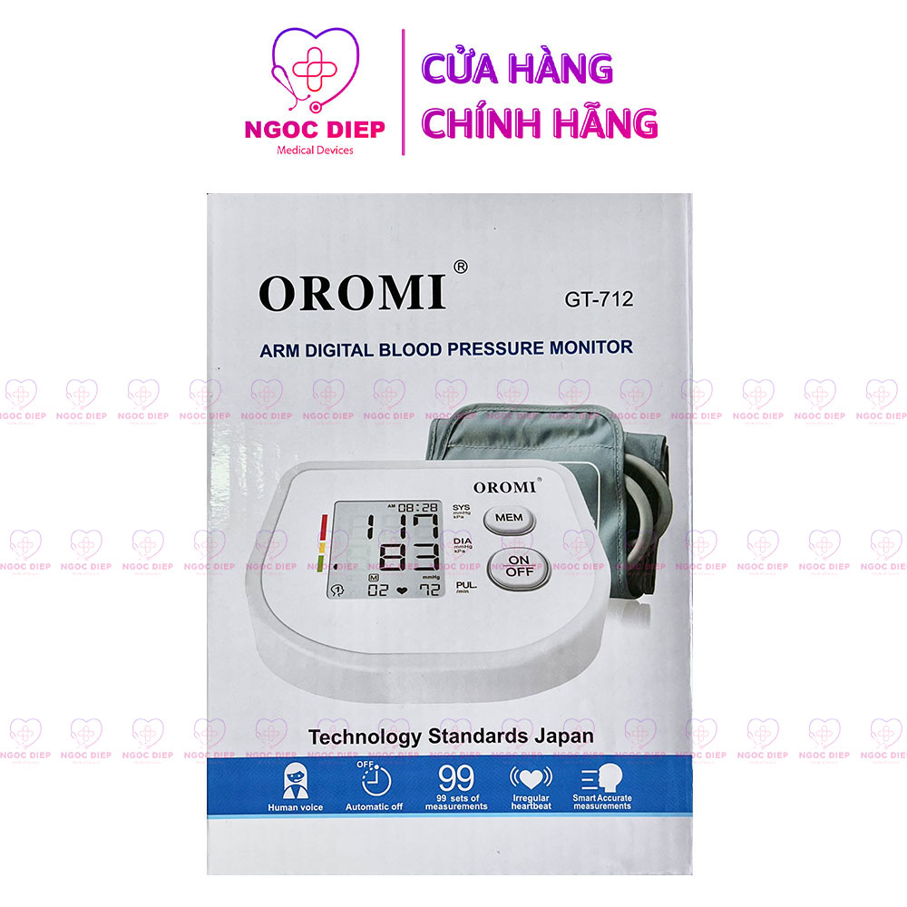 Máy đo huyết áp điện tử bắp tay OROMI GT-712 - Chăm sóc sức khỏe gia đình - Hàng chính hãng