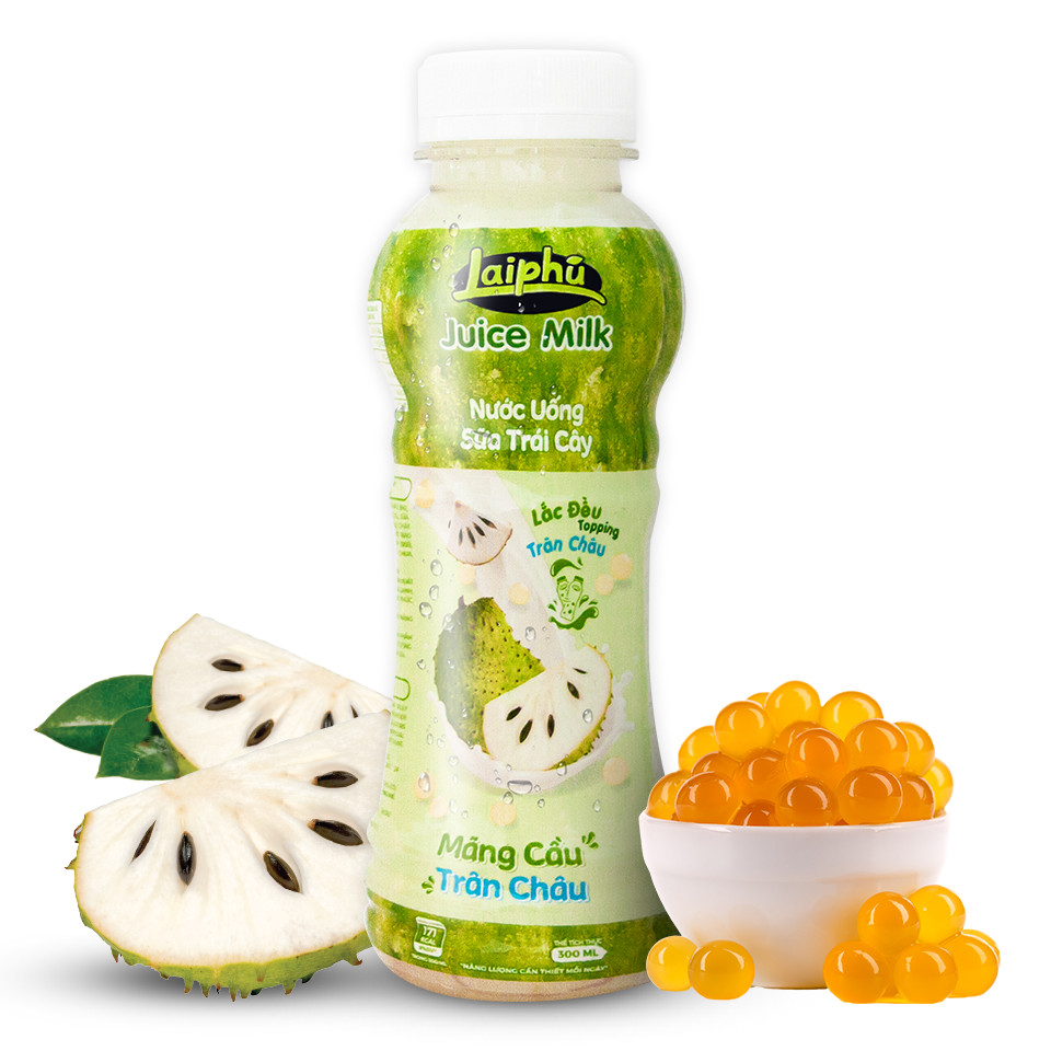 Sữa Trái Cây Mãng Cầu Trân Châu Lai Phú Chai 300ml - Thùng 24 Chai