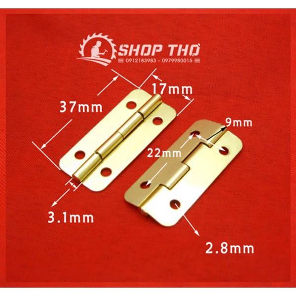 Bàn lề chữ nhật 37x17mm màu vàng bo góc