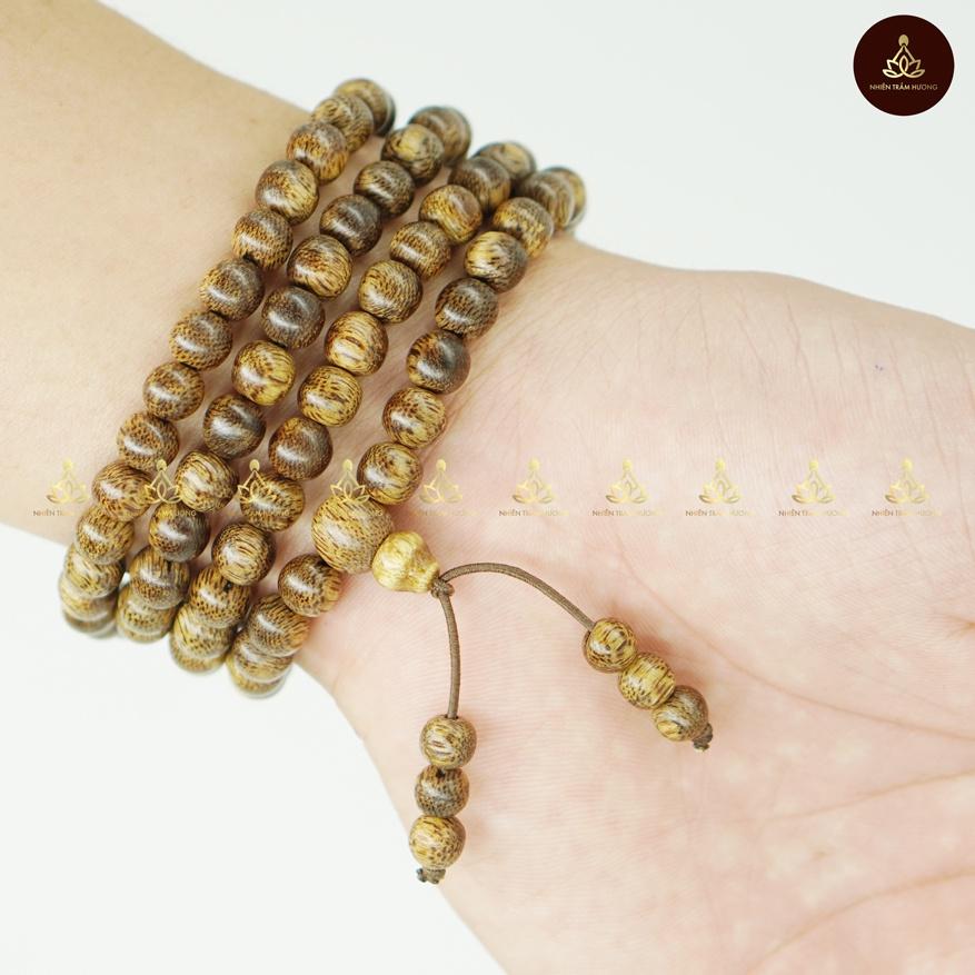 Vòng đeo tay trầm hương 108 hạt tốc vườn 6 li, 7 li, 8 li - Tặng 10 Nụ trầm xông nhà - Nhiên Trầm Hương