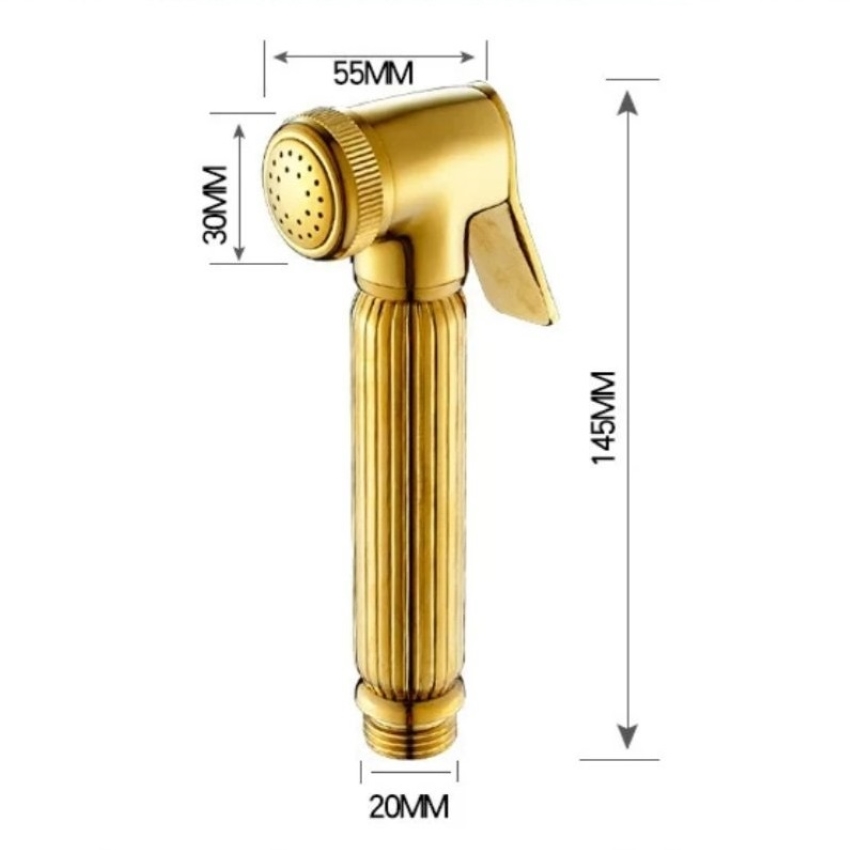 Vòi xịt vệ sinh bằng đồng thau màu vàng bóng hoặc màu đen lõi bên trong quấn bố tăng độ chịu áp lực nước, chống xoắn, chống đứt và rò rỉ nước