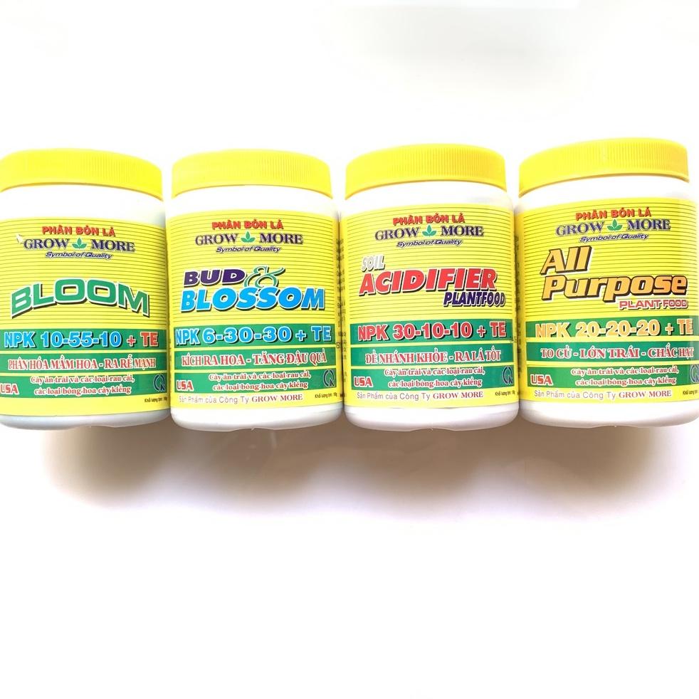 Combo 4 hủ phân bón lá cao cấp hiệu Growmore chuyên chăm sóc phong lan, cây cảnh, cây trồng, phan bon my