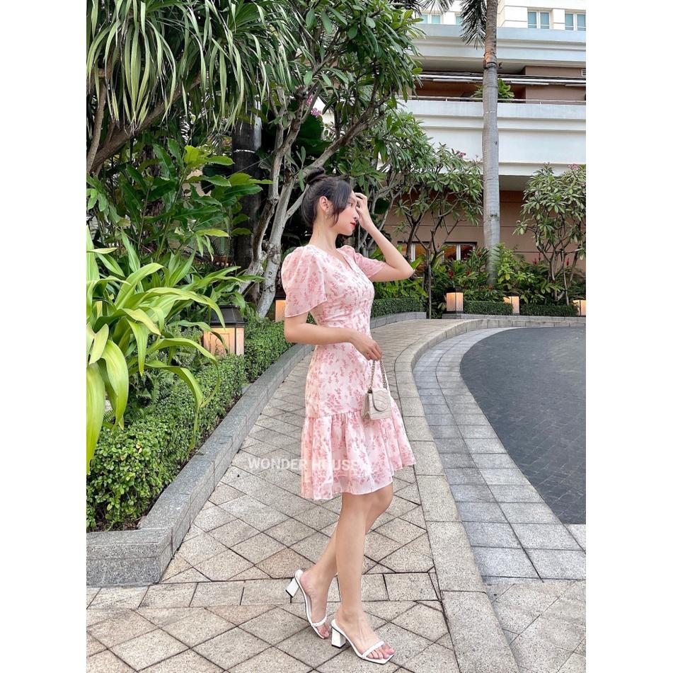 Đầm hoa Wonderhouse form suông đuôi cá xòe nhẹ công sở, dạo phố nữ tính - Yumi dress