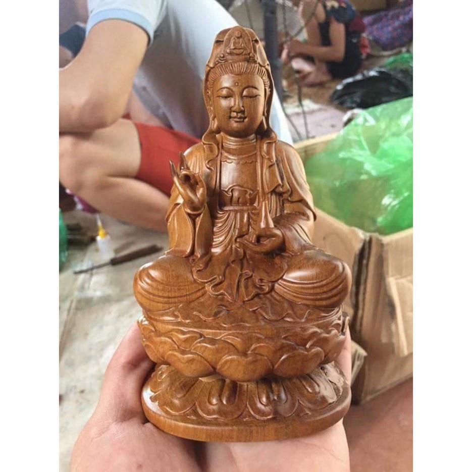 Tượng Quan Âm Gỗ Bách Xanh Nguyên Khối