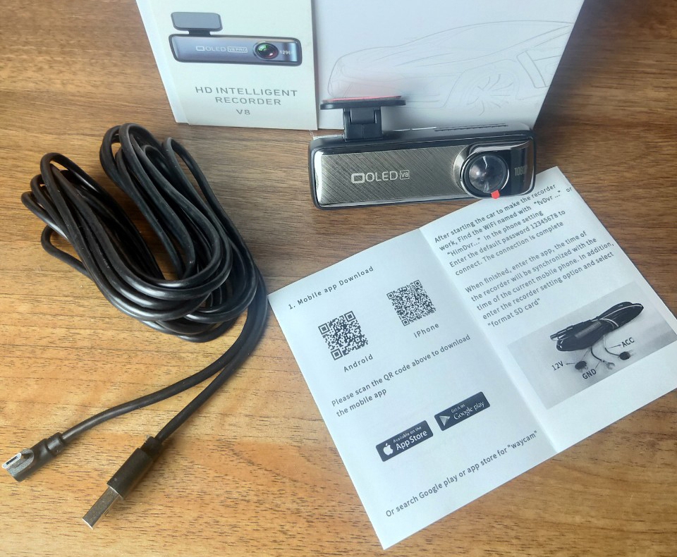Camera hành trình OLED V8 FullHD 1080p có cảnh báo va chạm lấn làn - Xem Video Trên Điện Thoại Và Màn Hình ANDROID