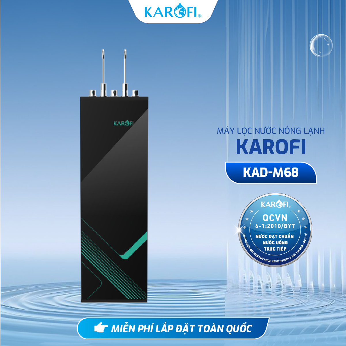[TẶNG BỘ LÕI] Máy lọc nước Nóng Lạnh RO Mỹ 11 lõi KAROFI KAD-M68, Lạnh Block, +1 lõi Hydrogen - Giao lắp đặt miễn phí - Hàng Chính Hãng