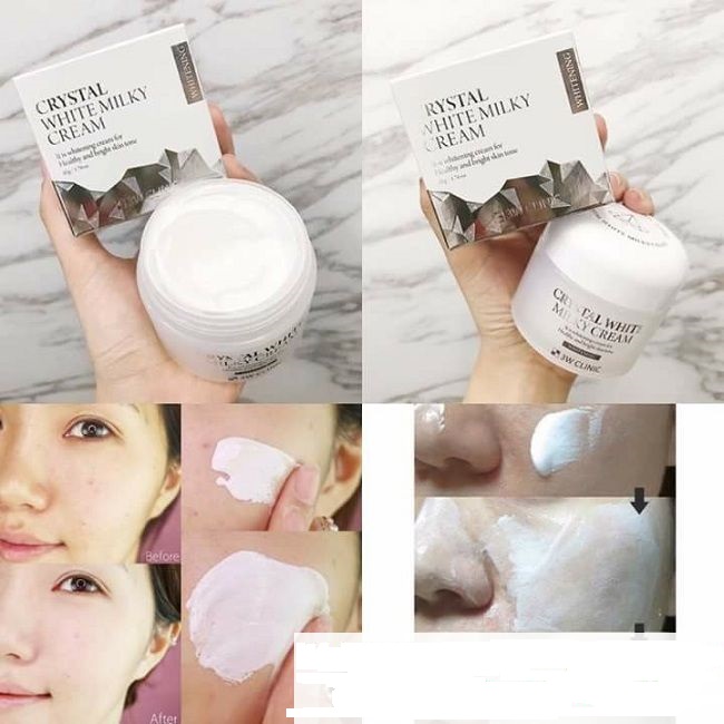 Kem dưỡng trắng da - Kem dưỡng da dưỡng ẩm bật tông 3W Clinic Crystal White Milky Cream Hàn Quốc 50gr