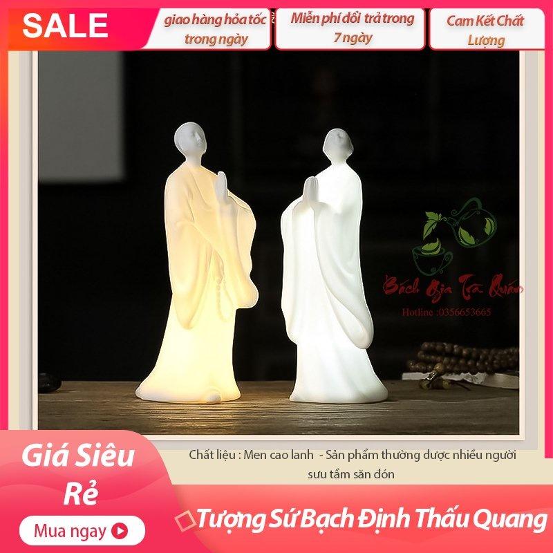 Tượng Sứ Bạch Định Thấu Quang Thiền Sư Decor Bàn Trà, Bàn Làm Việc, v.v...
