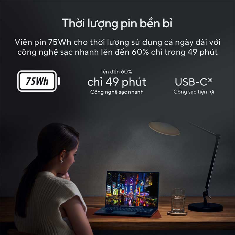 Laptop Asus Zenbook 14 OLED UX3402VA-KM068W (Intel Core i7-1360P | 16GB | 512GB | Intel Iris Xe | 14 inch OLED WQXGA+ | Win 11 | Xanh) - Hàng Chính Hãng - Bảo Hành 24 Tháng