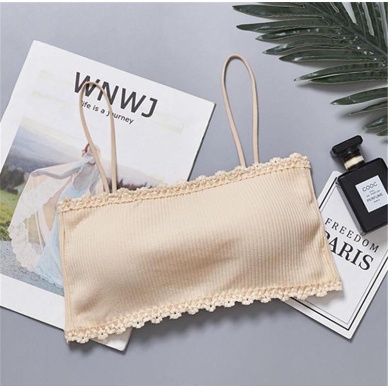 Áo Bra 2 Dây Gân Tăm Phối Ren, Đệm Mỏng, Ôm Dáng Thoáng Mát BR24