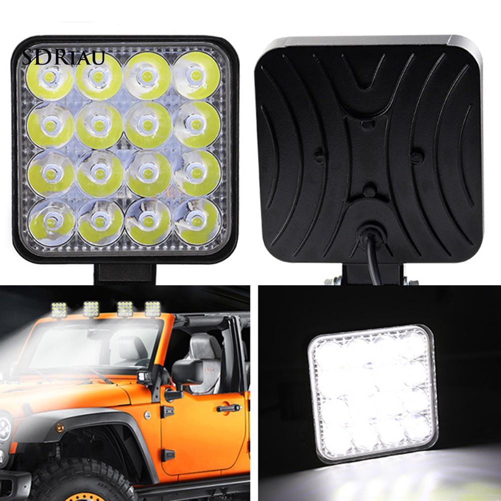 Bộ 2 đèn trợ sáng LED kiểu vuông 48W dành cho xe hơi/xe tải