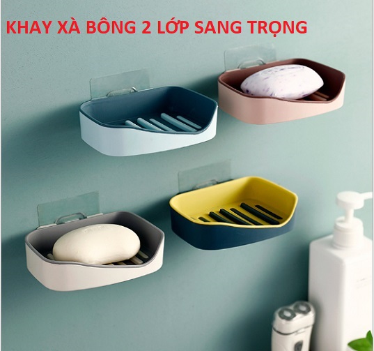 Khay để xà bông, hộp đựng xà phòng 2 Lớp sang trọng không lo bị đọng nước trong khay GD295-KXaBong-2Lop Giao ngẫu nhiên
